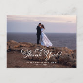 Trouhalft Custom Foto Dankjewel Elegante Calligraf Briefkaart (Voorkant)