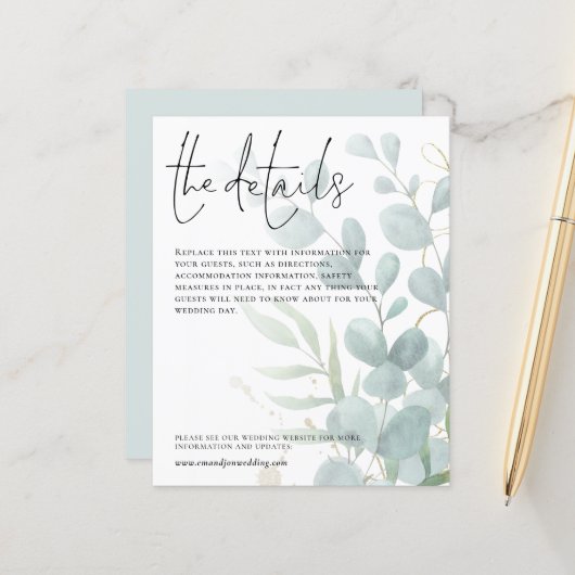 Trouhalftdetails met bescheiden budget Eucalyptus  (Voorkant / Achterkant in situ)