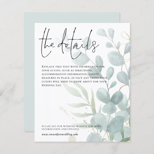 Trouhalftdetails met bescheiden budget Eucalyptus (Voorkant / Achterkant)