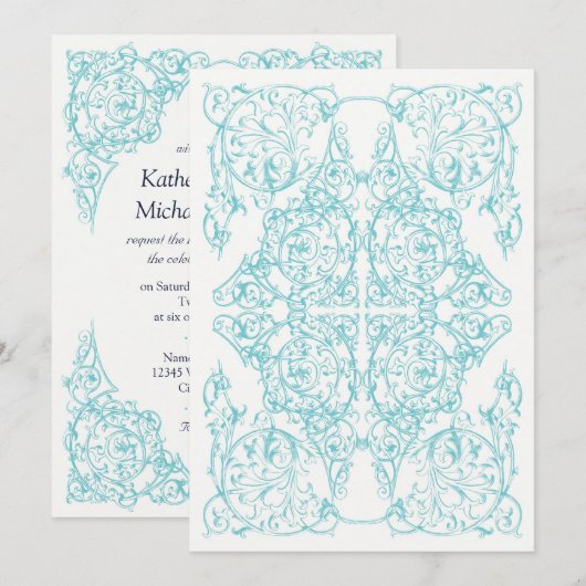 Trouhartige Trouwkaart Blauw) Kaart (Voorkant / Achterkant)