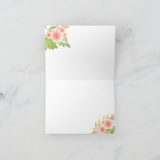 Trouhoutbriefkaarten voor bruiloft met bloemmotief bedankkaart (Binnen)