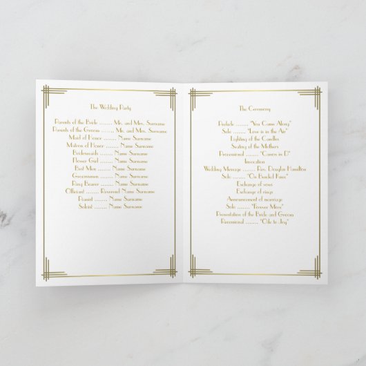 Trouhulpmiddelen in goud en Art Deco-stijl voor ee Programma (Binnen)