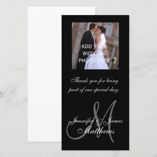 Trouhuwfoto Dankjeweld Boodschap Initiaal Namen Bedankkaart (Voorkant / Achterkant)