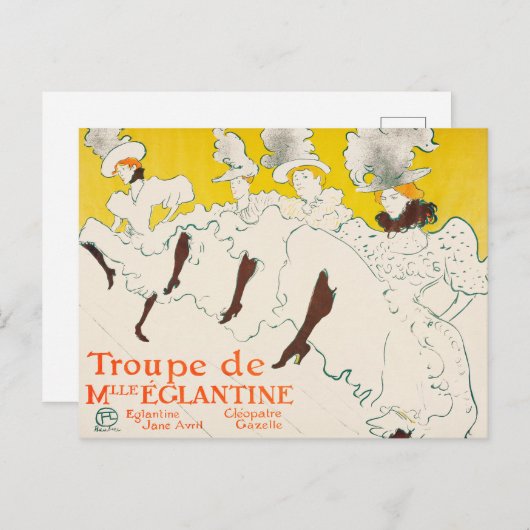 Troupe de Mademoiselle Eglantine, Toulouse Lautrec Briefkaart (Voorkant / Achterkant)