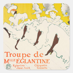 Troupe de Mademoiselle Eglantine, Toulouse Lautrec Vierkante Sticker