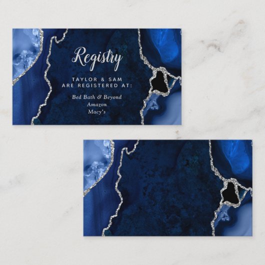 Trouregister Navy en Silver Agate Informatiekaartje (Voorkant / Achterkant)
