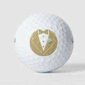 Trousering goudkleur tuxedo met witte bloem golfballen (Voorkant)