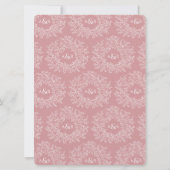 Trousse bruiloftsreceptie met roze bladmonogramkun kaart (Achterkant)