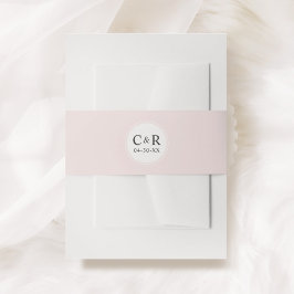 Trousse de mariage à monogramme initial rose paste uitnodigingen wikkel