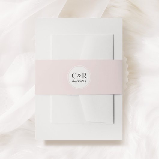 Trousse de mariage à monogramme initial rose paste uitnodigingen wikkel