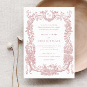 Trousseau Bloemenframe Wijnstok Toile Roze Trouwfe Kaart