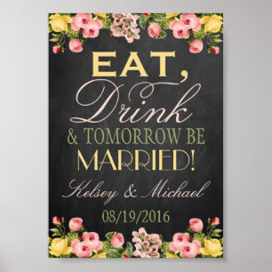 Trousseau Bloemenkrijtbord Huwelijks Welkomstbord Poster