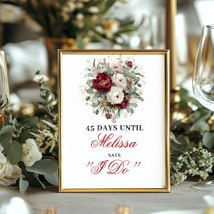 Trousseau Blozend Burgundy Countdown Bord Bruidsde Poster