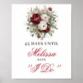 Trousseau Blozend Burgundy Countdown Bord Bruidsde Poster (Voorkant)