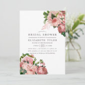 Trousseau Roze en Bordeaux Bloemige Bruidsdouche Kaart (Staand voorkant)