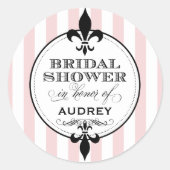 Trousseau Roze Fleur de Lis Bruids- Ronde Sticker (Voorkant)