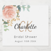 Trousseau roze gouden monogram bruidsdouche sparkling wijnetiket (Enkel label)