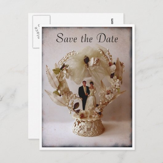 Trousseau van een antieke trouwtaart op een ansich aankondigingskaart (Voorkant / Achterkant)