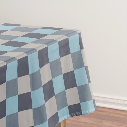 Trout Blue Grey Cotton Seed Checkerboard Tafelkleed (Voorbeeld)