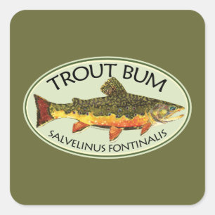 TROUT BUM - Brookie Fly Fishing (Brook-forel) Vierkante Sticker