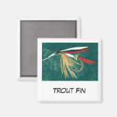 "Trout Fin" Fly Fishing Art Magnet (Voorkant / Achterkant)