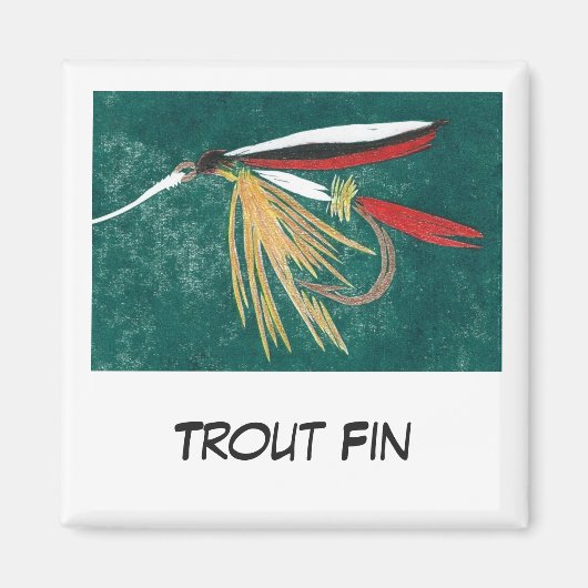 "Trout Fin" Fly Fishing Art Magnet (Voorkant)