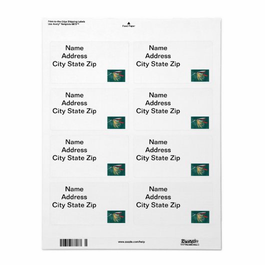 "Trout Fin"-forel met gevilde natte vlieg op groen Etiket (Full Sheet)