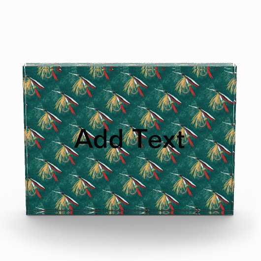 "Trout Fin"-forel met gevilde natte vlieg op groen Fotoblokken (Voorkant)