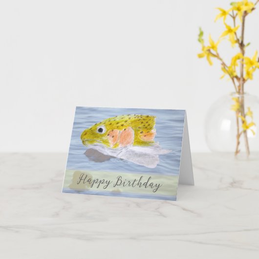 Trout Fish Wildlife Colored Pencil Birthday Kaart (Gele Bloem)