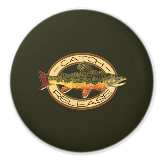Trout Fisherman's Keramische Knop (Voorkant)