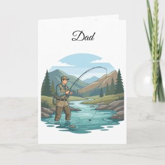 Trout fishing fathers day greeting kaart