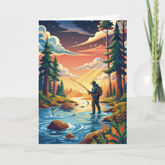 Trout fishing fathers day greeting kaart