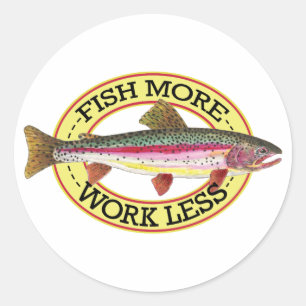 Trout Fly Fisherman Ronde Sticker