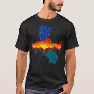 Trout Fly Fishing Natuur California Mountain Sunse T-shirt