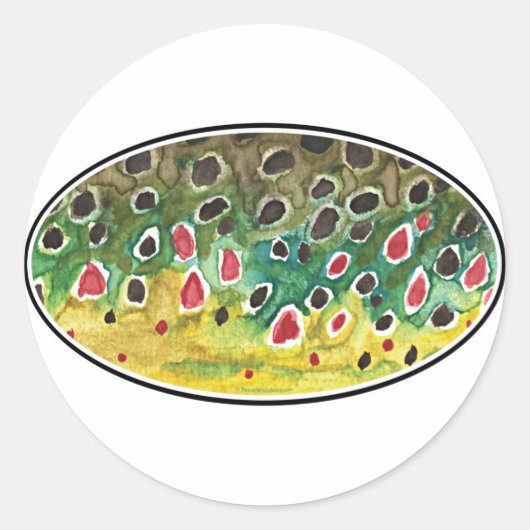 Trout Fly FIshing Ronde Sticker (Voorkant)