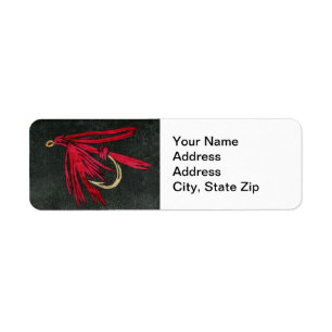Trout Fly Return Address Label "Black Ibis"
