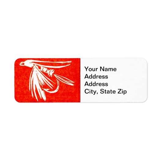 Trout Fly Return Address Label red midge wet fly. (Voorkant)