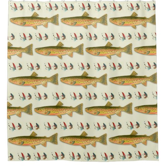 Trout Freshwater Vist Cabin Bath Douchegordijn (Voorkant)