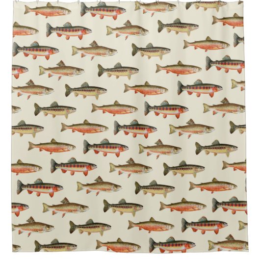 Trout Galore Gevist Crème Douchegordijn (Voorkant)