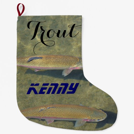 Trout Holiday Stocking Persoonlijke naam Vist Grote Kerstsok (Voorkant)