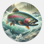 Trout Illustration  Ronde Sticker (Voorkant)
