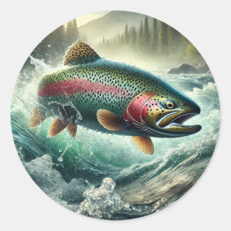 Trout Illustration Ronde Sticker