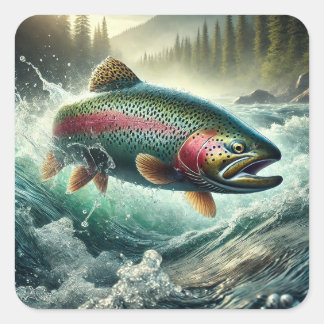 Trout Illustration Vierkante Sticker