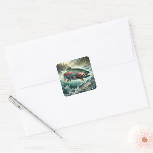 Trout Illustration  Vierkante Sticker (Envelop)