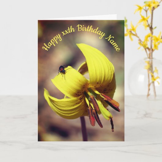 Trout Lily en Friend persoonlijke Birthday Kaart (Gele Bloem)