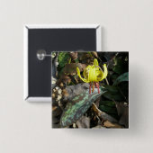 Trout Lily Wildflower - Erythronium americanum Vierkante Button 5,1 Cm (Voorkant /achterkant)