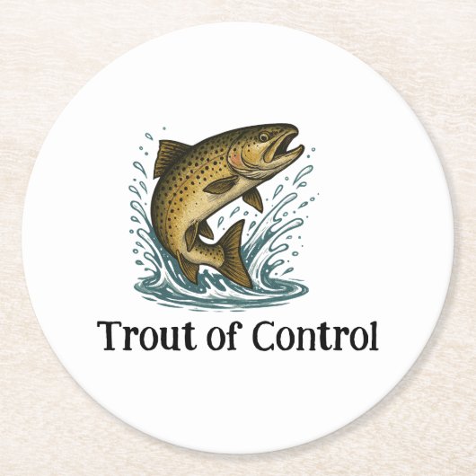 Trout of Control Coaster Ronde Kartonnen Onderzetter (Voorkant)