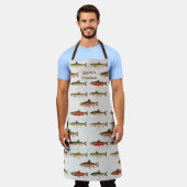 Trout Pattern Persoonlijke naam Long Kitchen Schort (Gedragen)