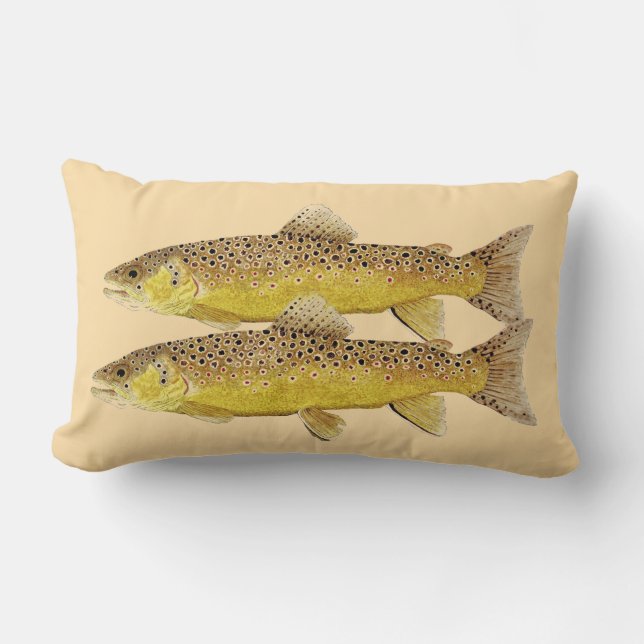 Trout Pillow - Brown & Brook Trout Kussen (Voorkant)