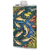 Trout Stream Harmony - Folk Art Vis, Kikkers Heupfles (Links)